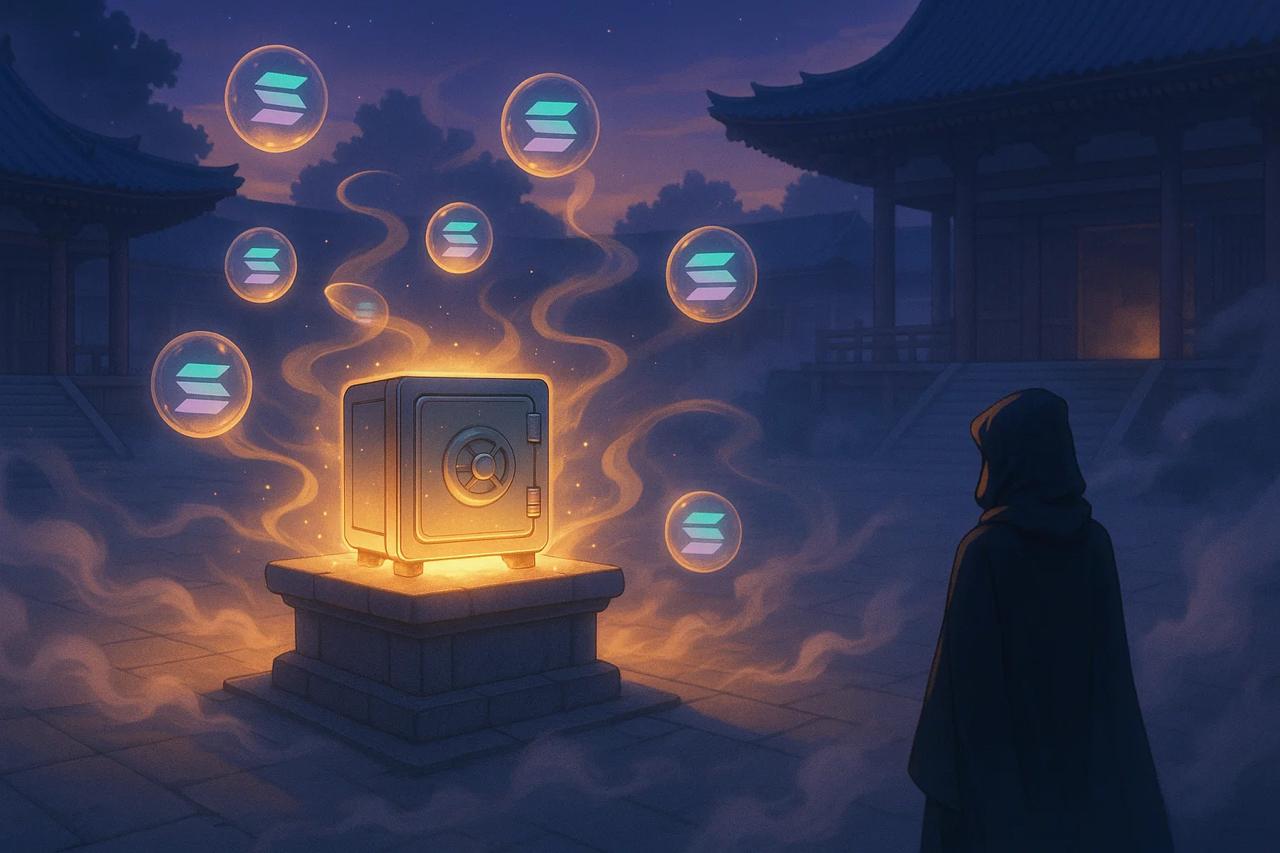 Blueprint scroll or ghost-over-vault diagram